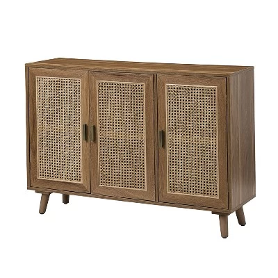Filippo 3-Door Accent Contemporary Storage Cabinet With Rattan| KARAT HOME - Image 9