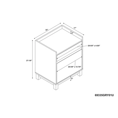 2 Drawers Filing Cabinet Wood/Gray - Linon - Image 11