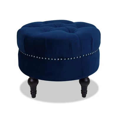 Jennifer Taylor Home Dawn Tufted Round Ottoman Nailhead Accents - Image 4