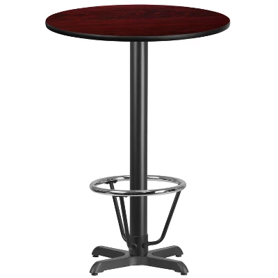 Emma And Oliver 30" Round Laminate Bar Table With 22"x22" Foot Ring Base - Image 3