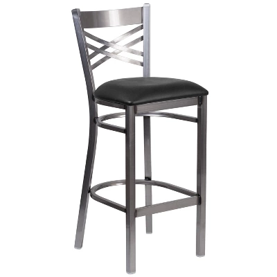 Flash Furniture Clear Coated ''X'' Back Metal Restaurant Barstool - Image 10