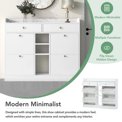 Modern Multifunctional Shoe Cabinet With 4 Turnover Drawers - ModernLuxe - Image 8