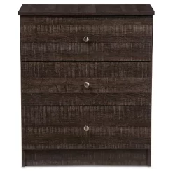 Deacon Modern And Contemporary Wood 3 Drawer Storage Chest Espresso Brown - Baxton Studio
