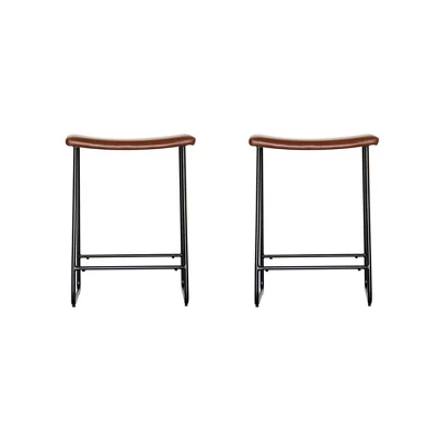 Set Of 2 Easton Saddle Counter Height Barstools Brown/Black - Acessentials - Image 7