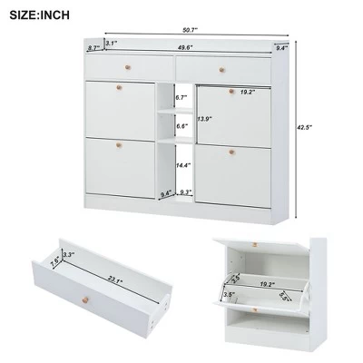 Modern Multifunctional Shoe Cabinet With 4 Turnover Drawers - ModernLuxe - Image 2