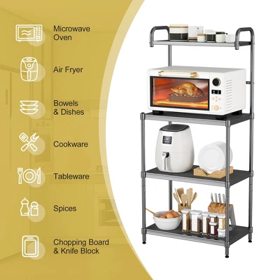 Costway 4-Tier Baker's Rack Microwave Oven Stand Shelves Kitchen Storage Rack Organizer - Image 3