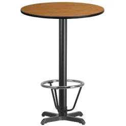 Emma And Oliver 30" Round Laminate Bar Table With 22"x22" Foot Ring Base