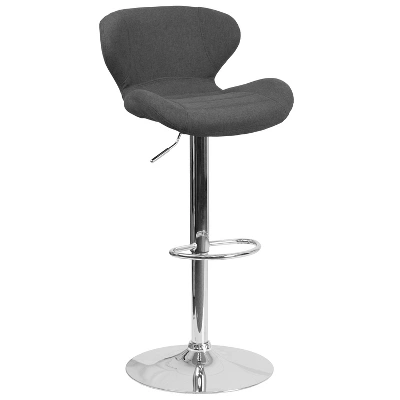 Merrick Lane Adjustable Height Barstool Contemporary Bar Height Stool With Curved Back And Metal Base With Footrest - Image 13