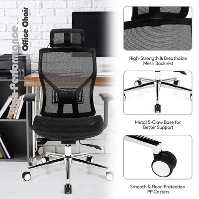 Costway Ergonomic Office Chair High-Back Mesh Chair W/Adjustable Lumbar Support - Image 3