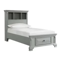 Twin Trent Storage Bookcase Bed With USB Gray - Picket House Furnishings