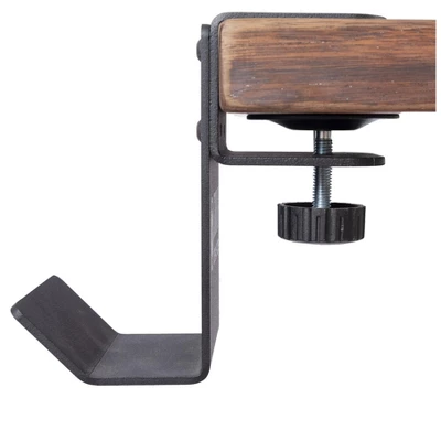 Stand Up Desk Store Clamp-On Under Desk Headphone Hanger, Backpack Hook, And Purse Holder - Black - Image 2