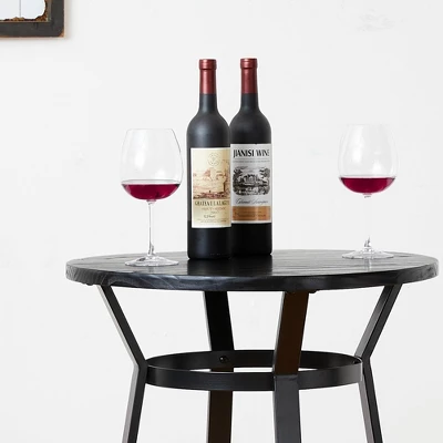 Steel Bar Table With Solid Elm Wood Top - Glitzhome - Image 3