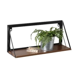 Honey-Can-Do Small Laundry Wall Shelf With Wood Walnut