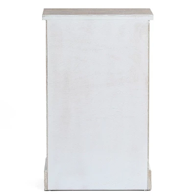 LuxenHome White And Natural Wood 2-Door Wine Cabinet - Image 4