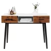 Costway 48'' Industrial Console Table With Storage Drawers Open Shelf Entryway