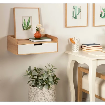 18" X 7" Kitt Floating Side Table Shelf White/Natural - Kate & Laurel All Things Decor - Image 6