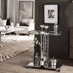 Ripley Chrome Finish Bar Cart Silver - Inspire Q