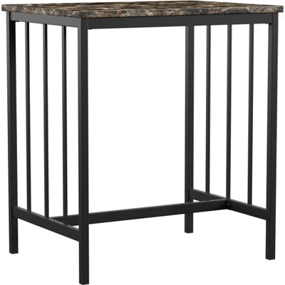 3pc Avery Faux Marble Top Metal Counter Height Dining Set Black - Inspire Q - Image 2
