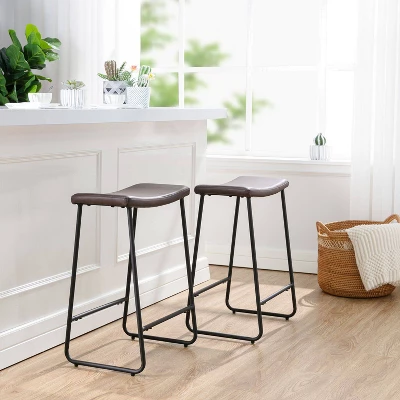 Set Of 2 Easton Saddle Counter Height Barstools Brown/Black - Acessentials - Image 2
