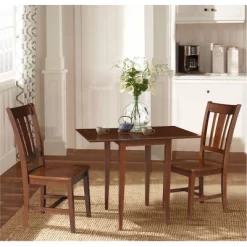 Small Dual Drop Leaf Dining Table With 2 San Remo Splat Back Chairs Espresso - International Concepts