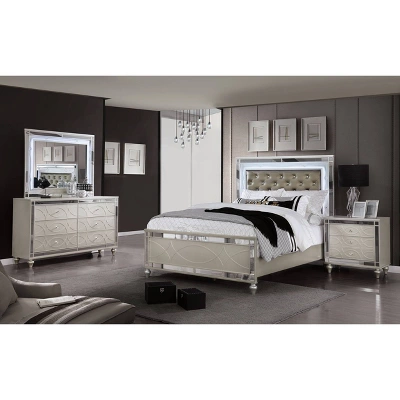 3pc Queen La Mesa Bed Nightstand And Dresser Set Silver - HOMES: Inside + Out
