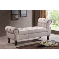 Ipswich Linen Bench Beige - Baxton Studio