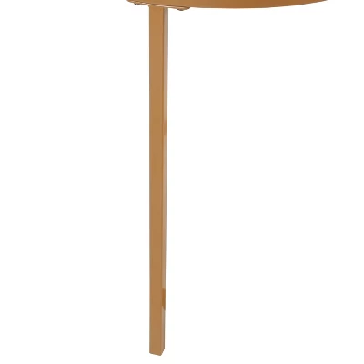 Round Metal Accent Table With Glass Top Gold - HomePop - Image 3