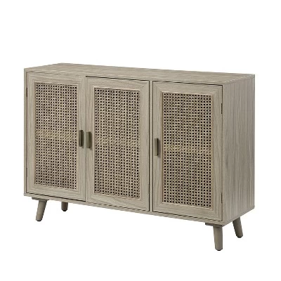 Filippo 3-Door Accent Contemporary Storage Cabinet With Rattan| KARAT HOME - Image 12