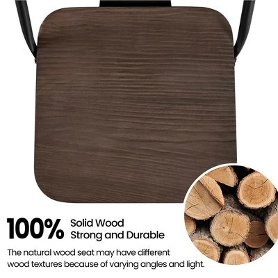 Yaheetech 30" Low Back Metal Counter Height Bar Stools With Wood Seat & Footrest, Set Of 4 - Image 4