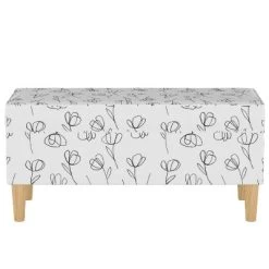 Storage Bench Contoured Tulips White - Skyline Furniture