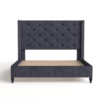 Queen Marie Contemporary Wingback Bed Blue - HOMES: Inside + Out - Image 4