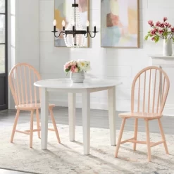 3pc Chadwick Drop Leaf Dining Set With 2 Windsor Chairs - Buylateral