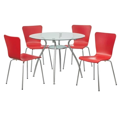 5pc Itza Round Glass Top And Chrome Base Dining Set - Buylateral - Image 9
