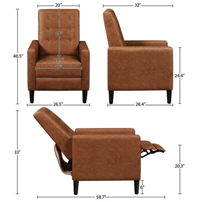 Yaheetech Faux Leather Recliner Sofa With Pocket Spring Brown - Image 2