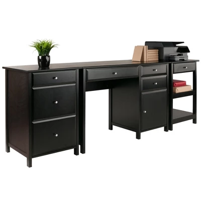 3pc Delta Home Office Set Black - Winsome - Image 2