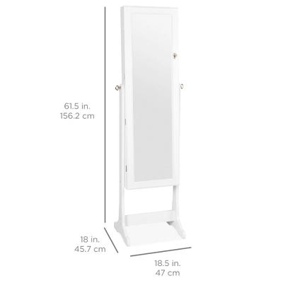 Best Choice Products 6-Tier Standing Mirror Lockable Storage Organizer Cabinet Armoire W/ LED Lights - Image 6