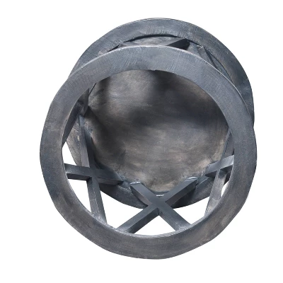 22" Farmhouse Style Round Wooden End Table With Airy Design Base Gray - The Urban Port - Image 3