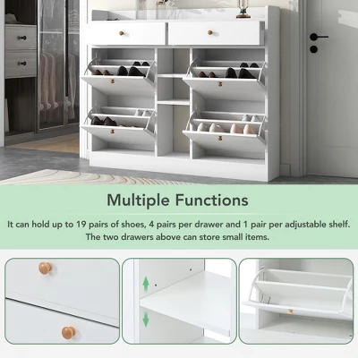 Modern Multifunctional Shoe Cabinet With 4 Turnover Drawers - ModernLuxe - Image 10
