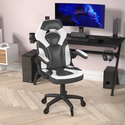 Flash Furniture X10 Gaming Chair Racing Office Computer PC Adjustable Chair With Flip-up Arms And Transparent Roller Wheels - Image 2