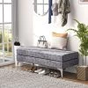 HOMCOM 47.75 Inches End Of Bed Bench, Upholstered Entryway Bench With Double Layer Seat Cushions And Steel Legs, Bedroom Bench
