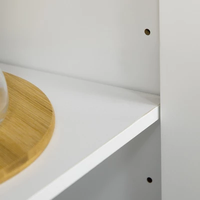 HOMCOM Glass Door Bar Cabinet With Storage In 12-Bottle Wine Rack, Drawer, & Shelves, Sideboard Buffet Cabinet Kitchen & Dining Room Cabinet, White - Image 4