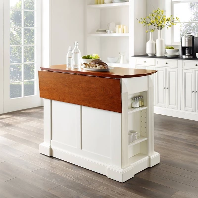 Drop Leaf Breakfast Bar Top Kitchen Island - White - Crosley - Image 9