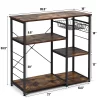 Costway Industrial Kitchen Baker's Rack Microwave Stand Utility Storage Shelf W/ 6 Hooks Steel Black
