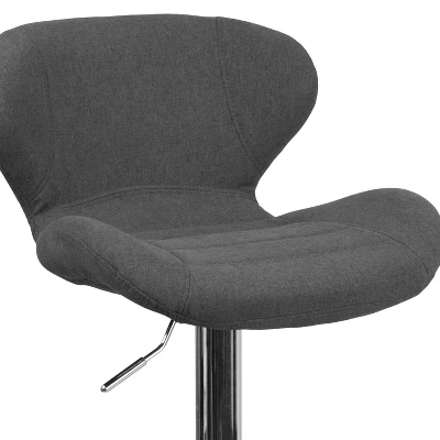Merrick Lane Adjustable Height Barstool Contemporary Bar Height Stool With Curved Back And Metal Base With Footrest - Image 10