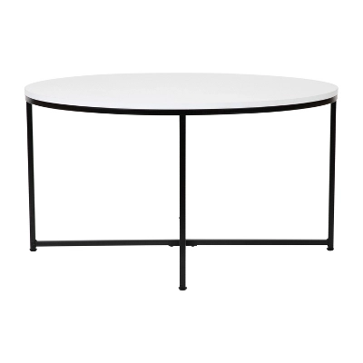 Merrick Lane Round Coffee Table Set - 3 Piece Coffee Table Set With Crisscross Frame - Coffee Table & 2 End Tables - Image 2