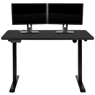 Flash Furniture 48" Wide Black Electric Height Adjustable Standing Desk With Mid-Back Black LeatherSoft And Chrome Executive Swivel Office Chair - Image 10