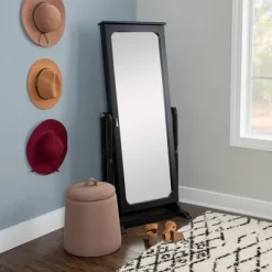 Lola Cheval Mirror/Jewelry Wardrobe Black - Powell Company