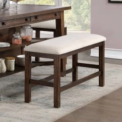 Foret Padded Counter Height Bench Rustic Oak/Beige - HOMES: Inside + Out