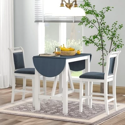 3-Piece Wood Counter Height Drop Leaf Dining Table Set-ModernLuxe - Image 16