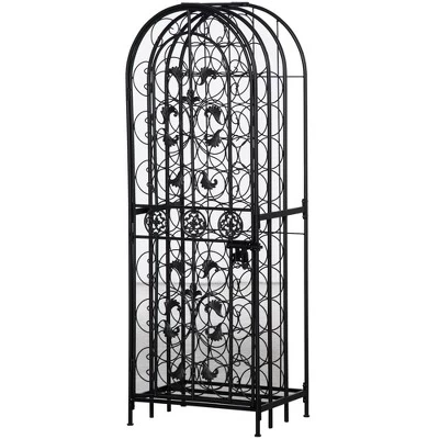 HOMCOM 45-Bottle Modern Wine Organizer Decorative Portable Wrought Iron Wine Rack Jail - Image 3
